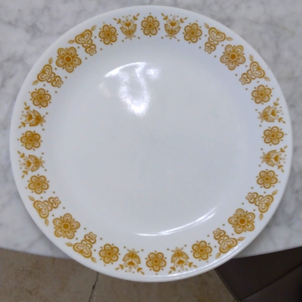 Correlle Butterfly Gold Retro Dinner Plates